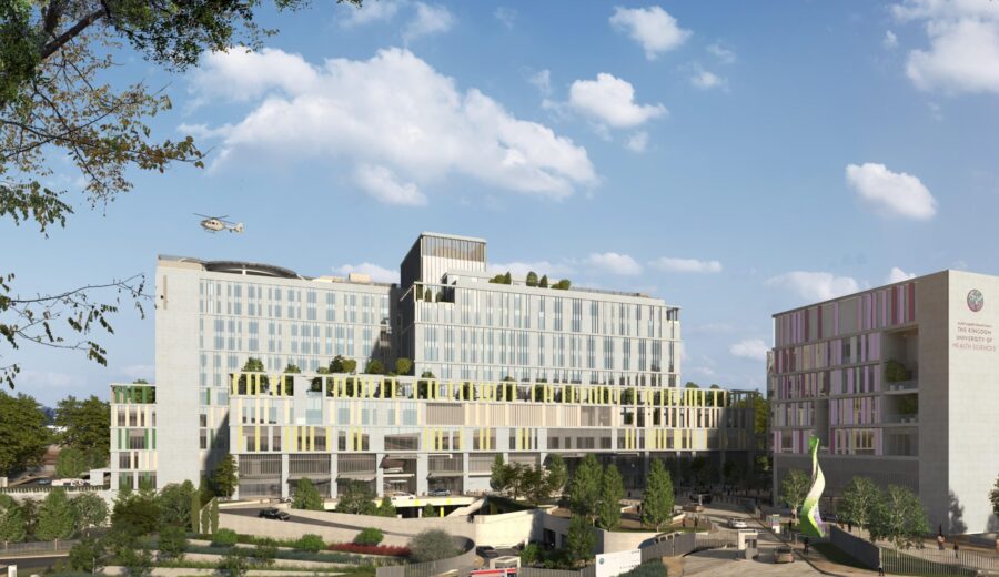 a 3D rendering of a medical campus.