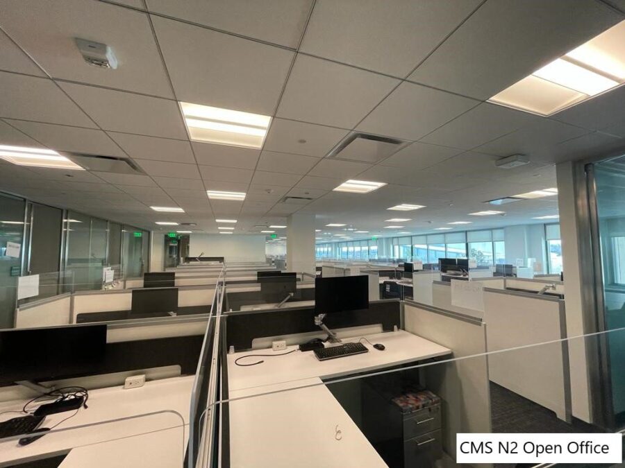 A large room full of cubicles.
