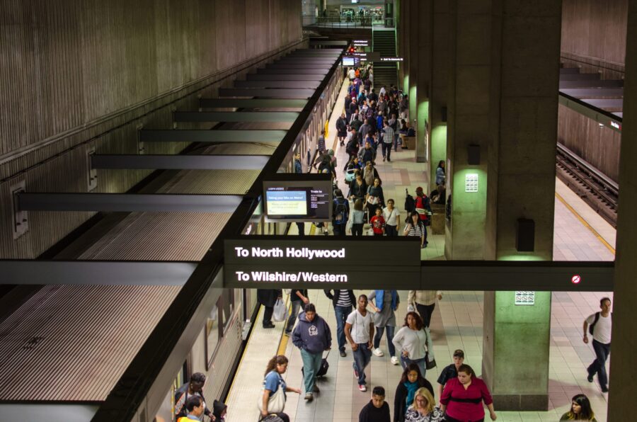 The Red/Purple Line subway platform under Union Station.