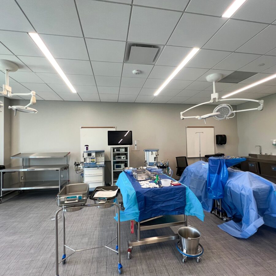 Interior of building with health equipment