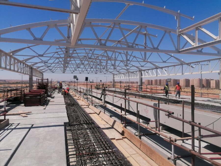 A partial constructed monorail station.