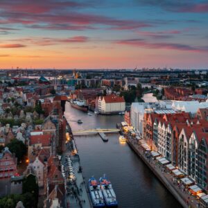Beautiful,Gdansk,Over,The,Motlawa,River,At,Sunset.,Poland