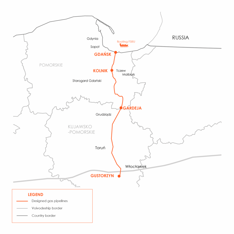 A map of an oil pipeline